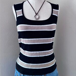 INC International Concepts Black and Tan Striped Tank Top